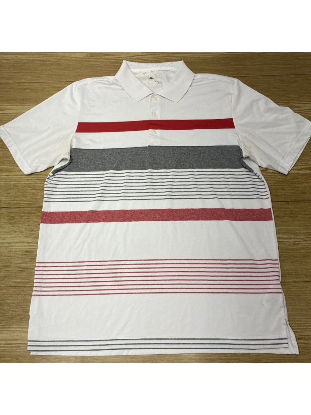 Adidas Mens Golf Tennis Polo Shirt Size L White Striped Athletic Performance